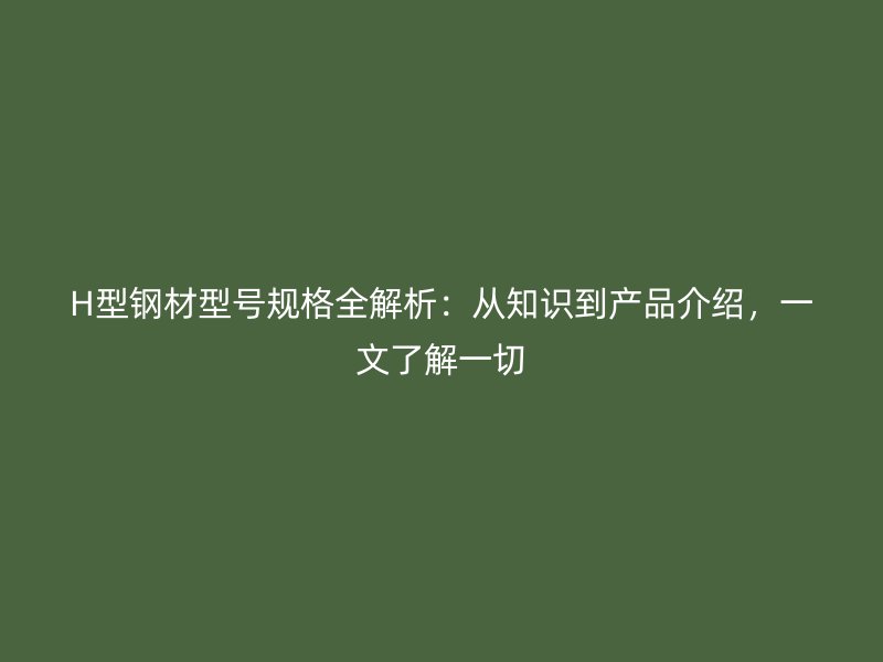 H型鋼材型號(hào)規(guī)格全解析:從知識(shí)到產(chǎn)品介紹,一文了解一切