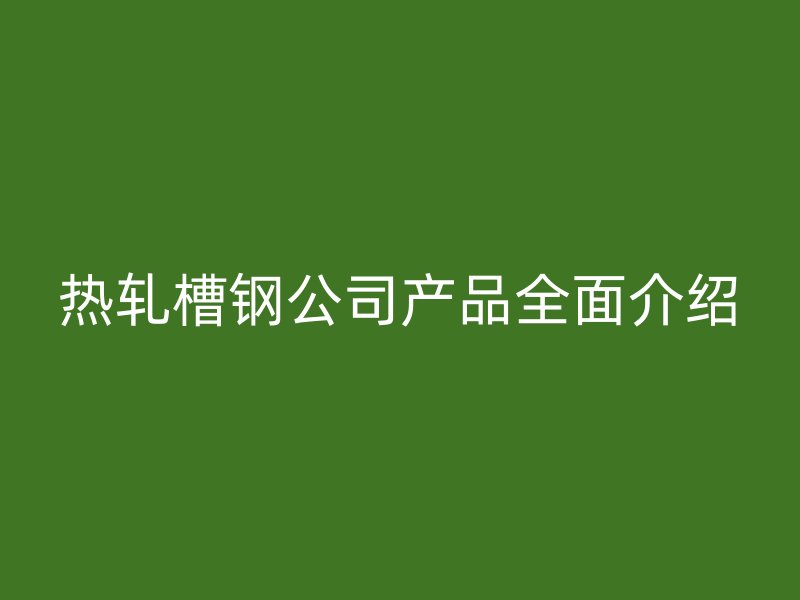 熱軋槽鋼公司產品全面介紹