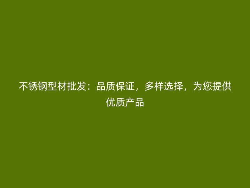 不銹鋼型材批發:品質保證,多樣選擇,為您提供優質產品