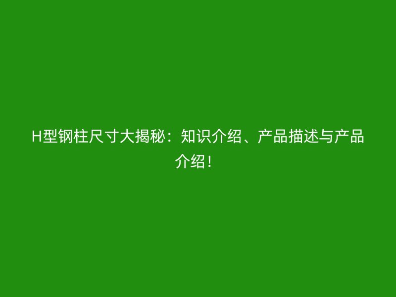 H型鋼柱尺寸大揭秘：知識介紹、產(chǎn)品描述與產(chǎn)品介紹！
